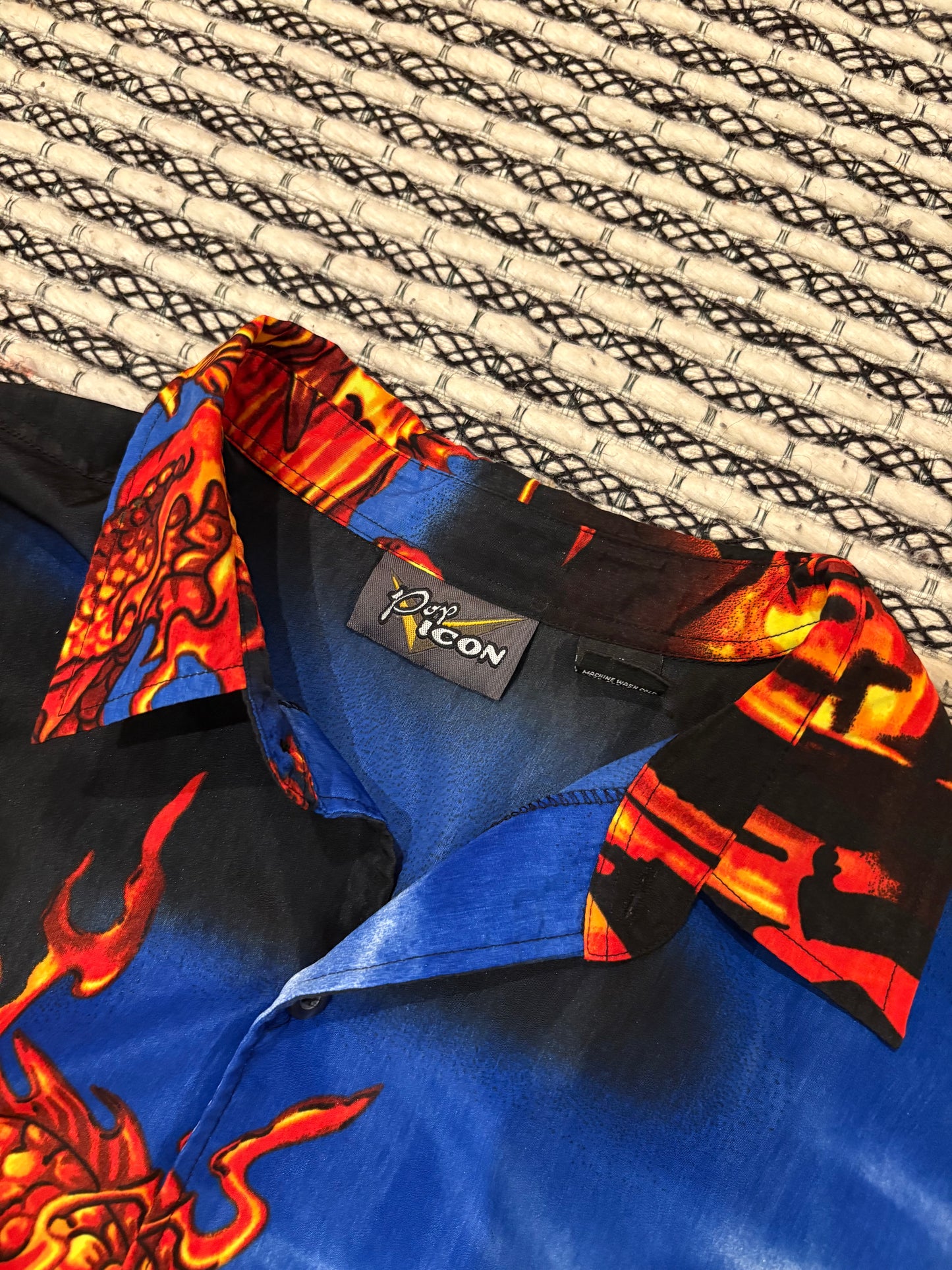 Vintage Dragon Short Sleeve Button Up