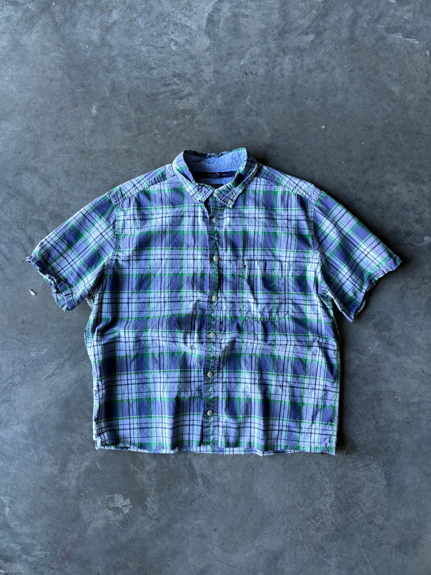 Tommy Hilfiger Green Crop Button Up