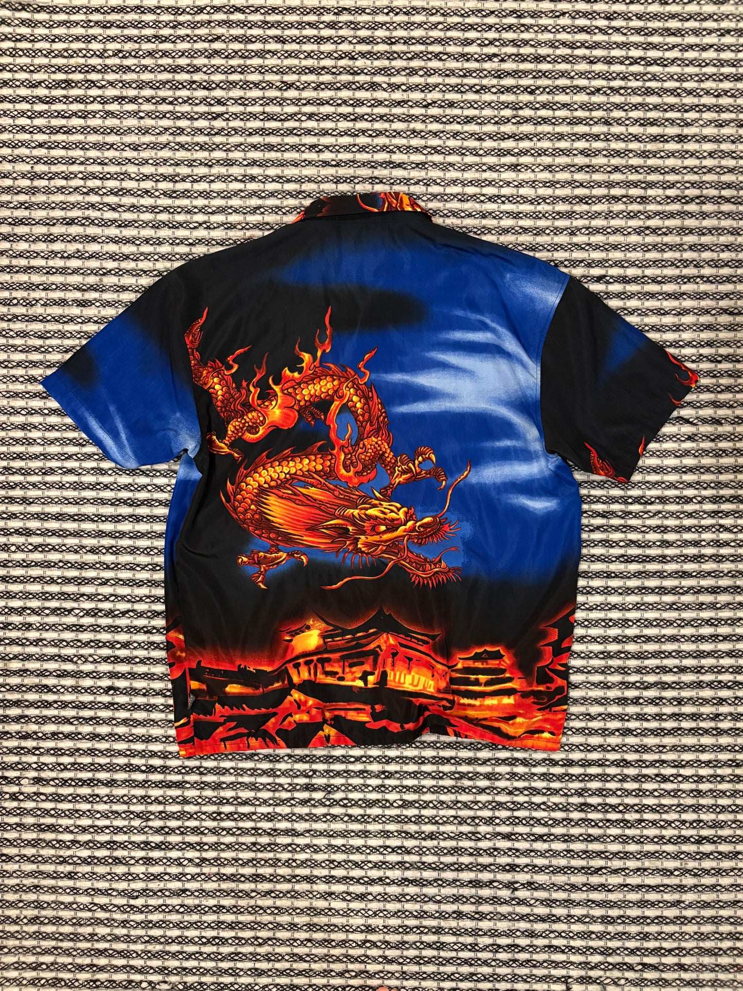 Vintage Dragon Short Sleeve Button Up