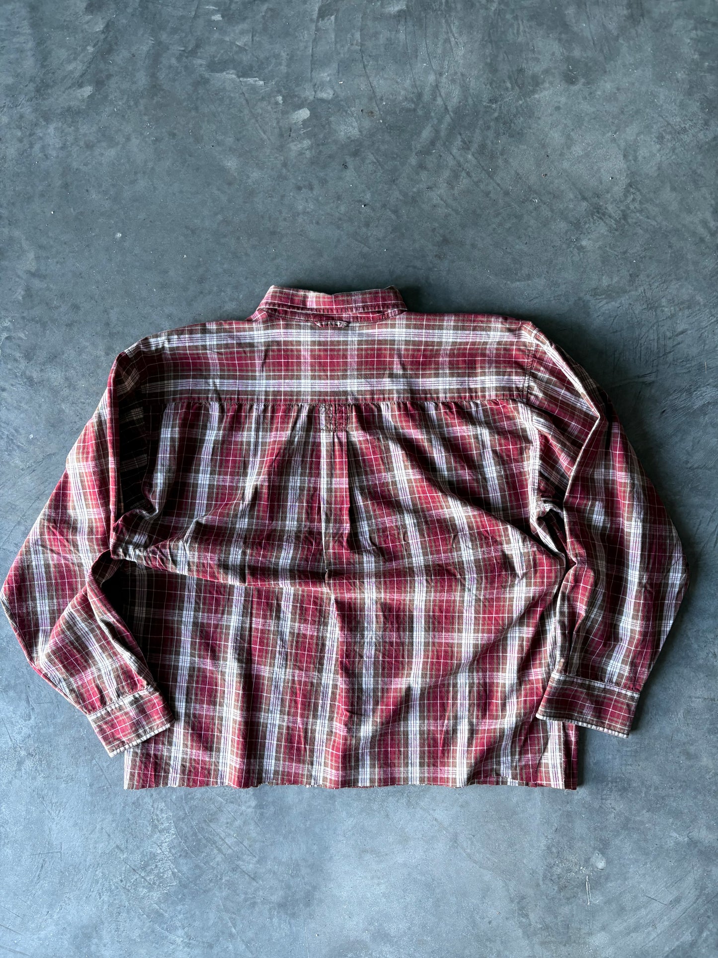 Red Crop Long Sleeve Button Up